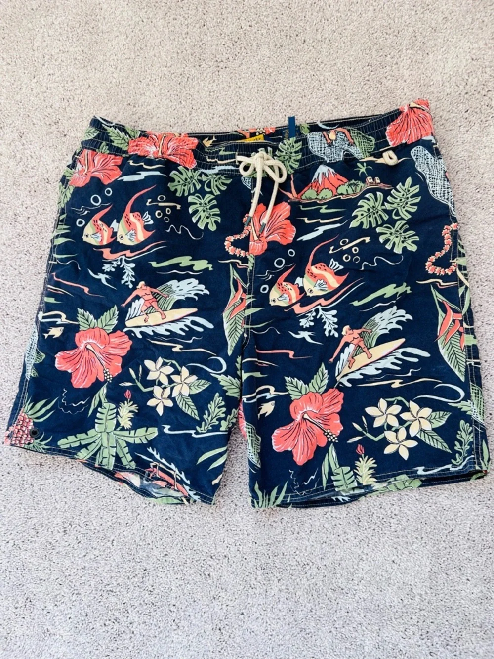 Ralph Lauren Navy Floral & Coral Swim Shorts men’s XXL
